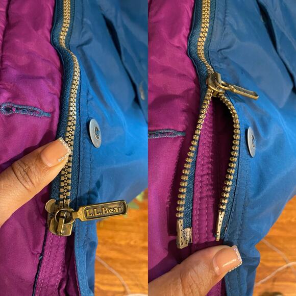 Vintage 80s–90s LL Bean Blue-Green Winter Coat Flannel Lined Women’s M-L - Picture 15 of 17